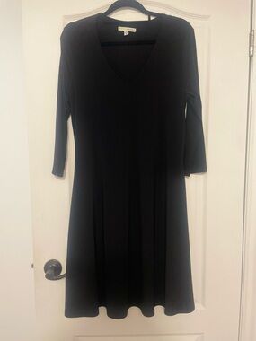 Shannon Passero Black V-Neck Long Sleeve A-Line Dress